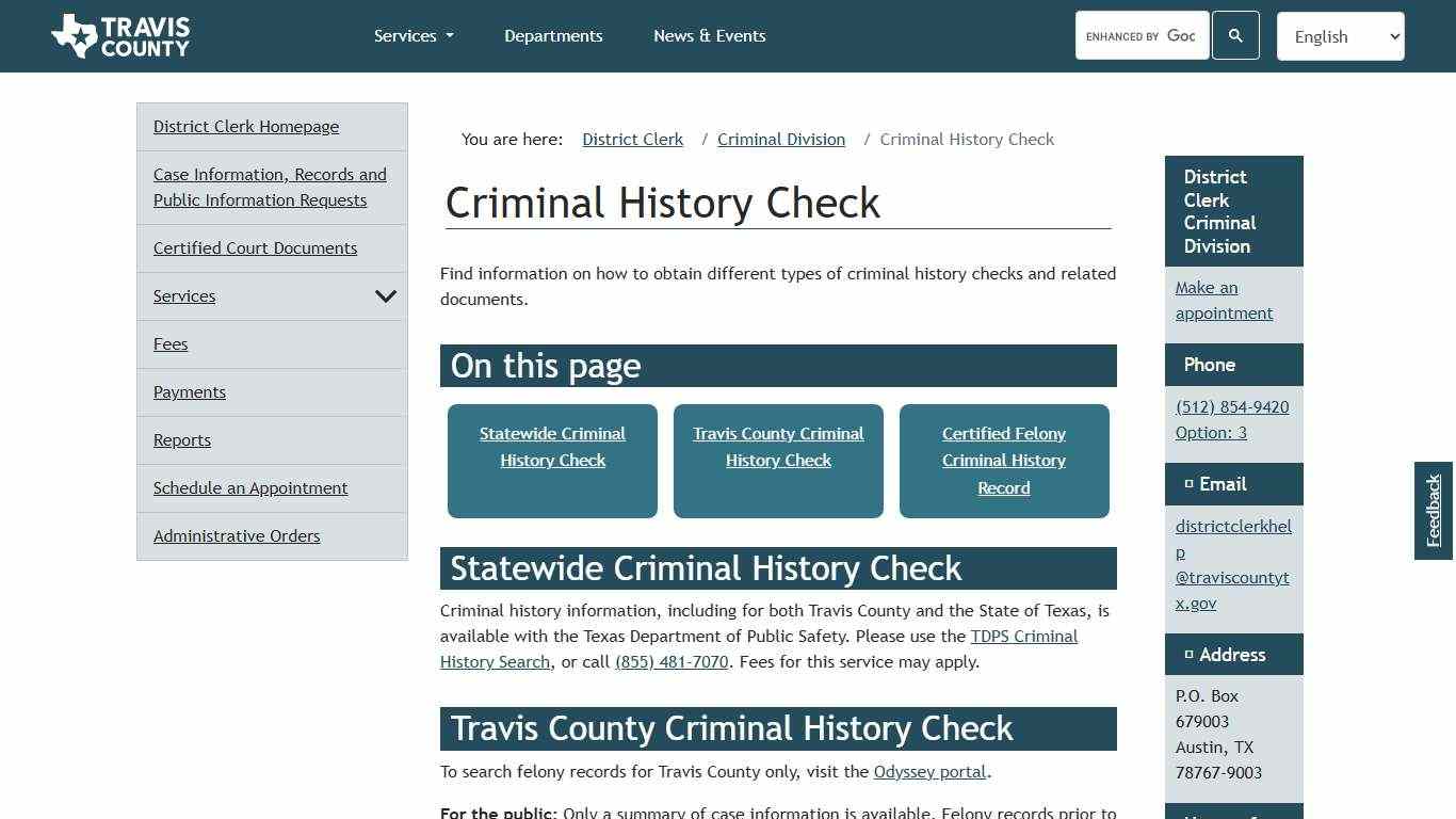 Criminal History Check